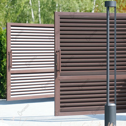 Алюминиевые ворота с заполнением забором-жалюзи AL